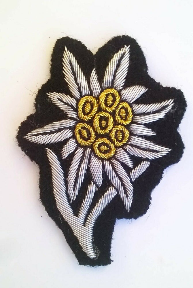 German Army WWII EDELWEISS HAT BADGE Patch Embroidered Version 2 of 2 types